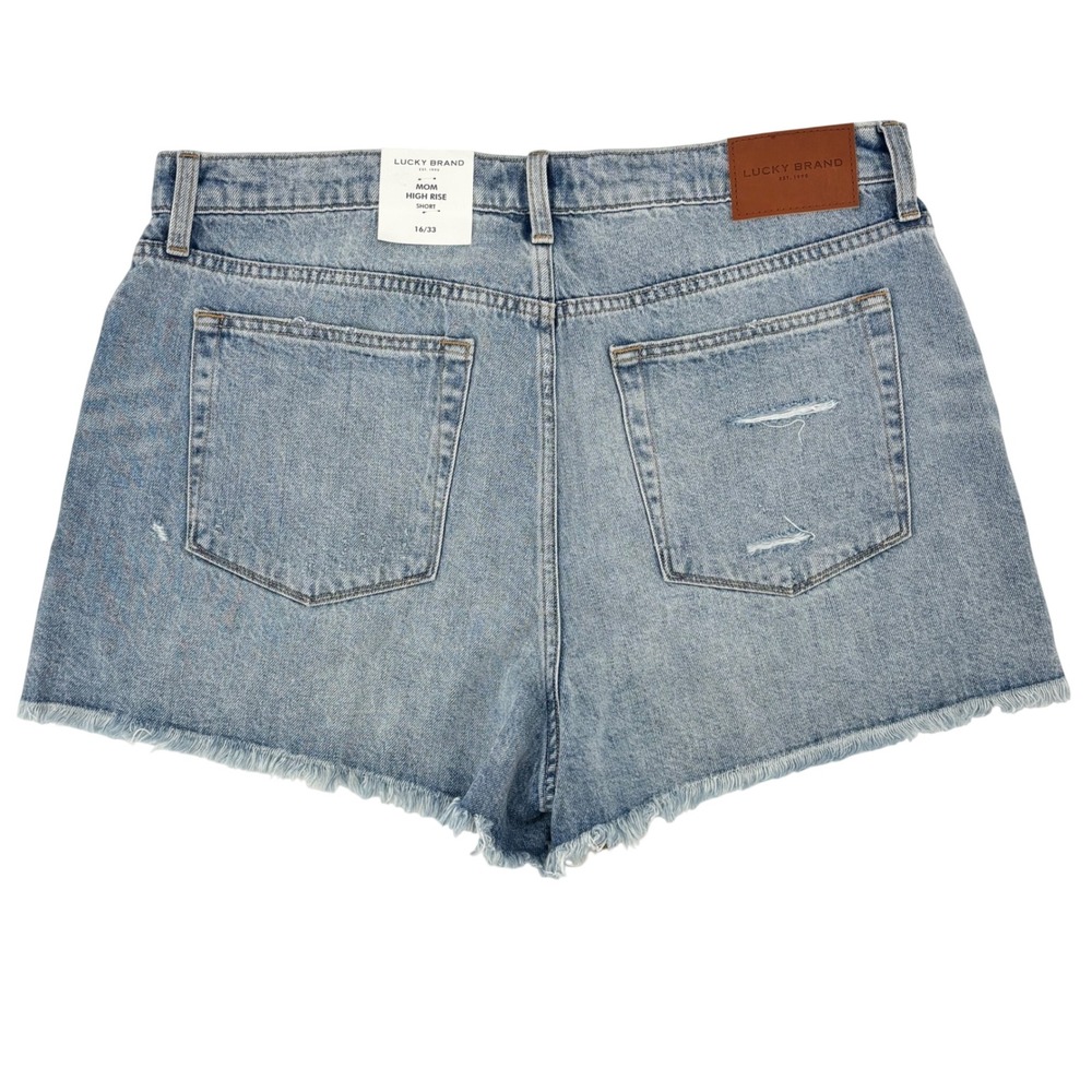 Lucky Brand Mom High Rise Short 16/33 Distressed Denim Light Wash New - Picture 2 of 9